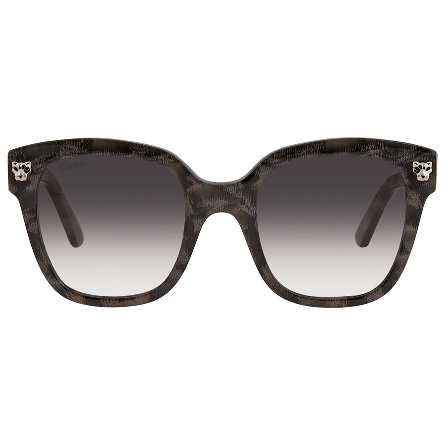 Cartier Panthere De Grey Gradient Square Ladies Sunglasses Ct0143s 004 51 In Gray