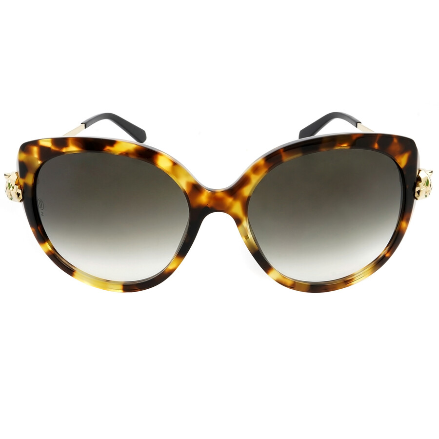 Cartier Grey Round Ladies Sunglasses Ct0064s 002 55 In Gray