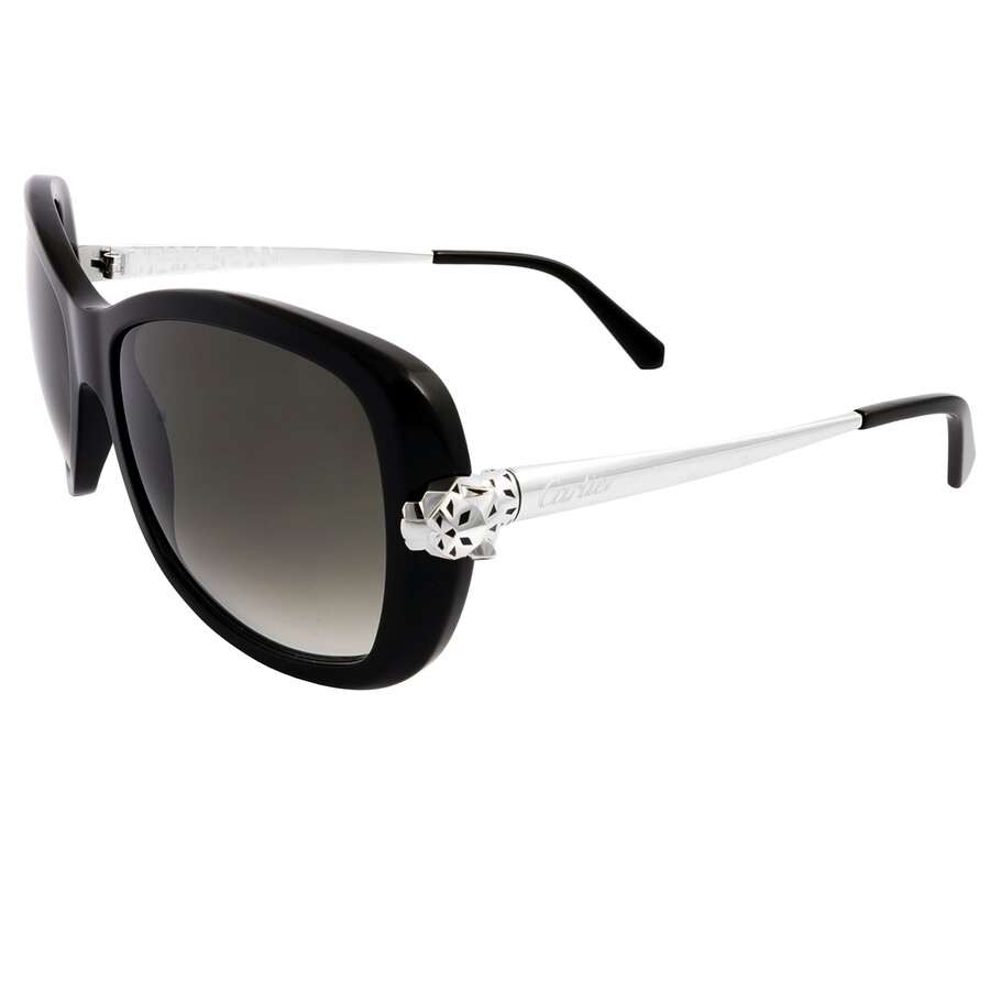 Cartier Panthere De  Grey Square Ladies Sunglasses Ct0066s 003 55 In Gray