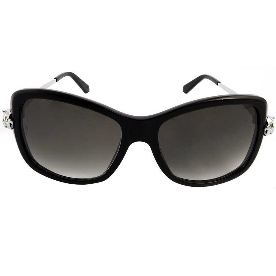 Cartier Panthere De  Grey Square Ladies Sunglasses Ct0066s 003 55 In Gray