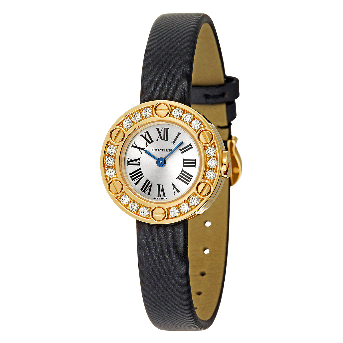 Cartier Love 18kt Yellow Gold Diamond Case Satin Strap Ladies Watch WE800931