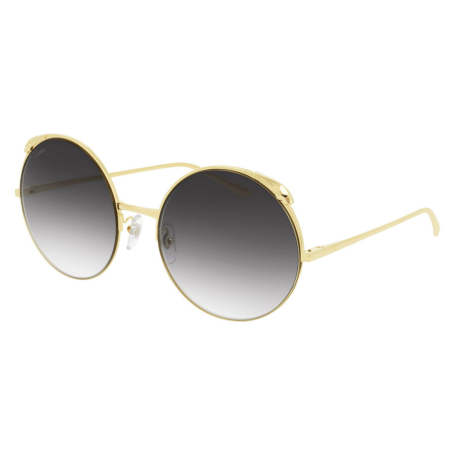 Cartier Panthere De Cariter Grey Multi Treatment Round Ladies Sunglasses Ct0149s 001 60