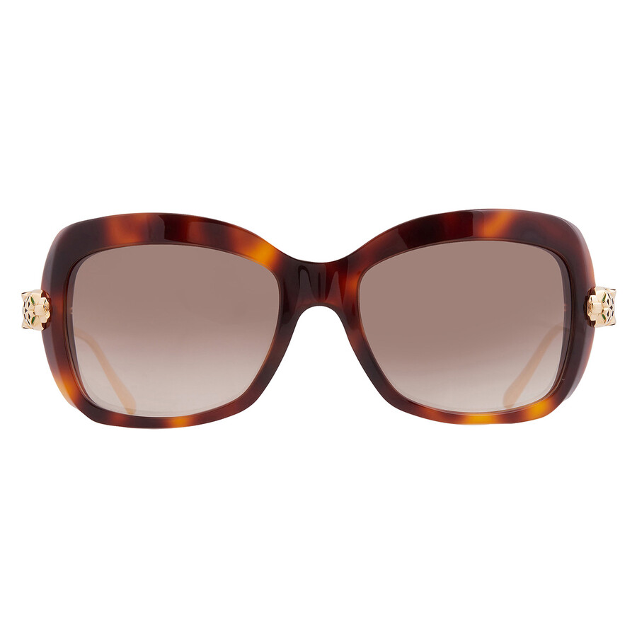 Cartier Panthere De  Brown Butterfly Ladies Sunglasses Ct0215s 002 55 In Blue