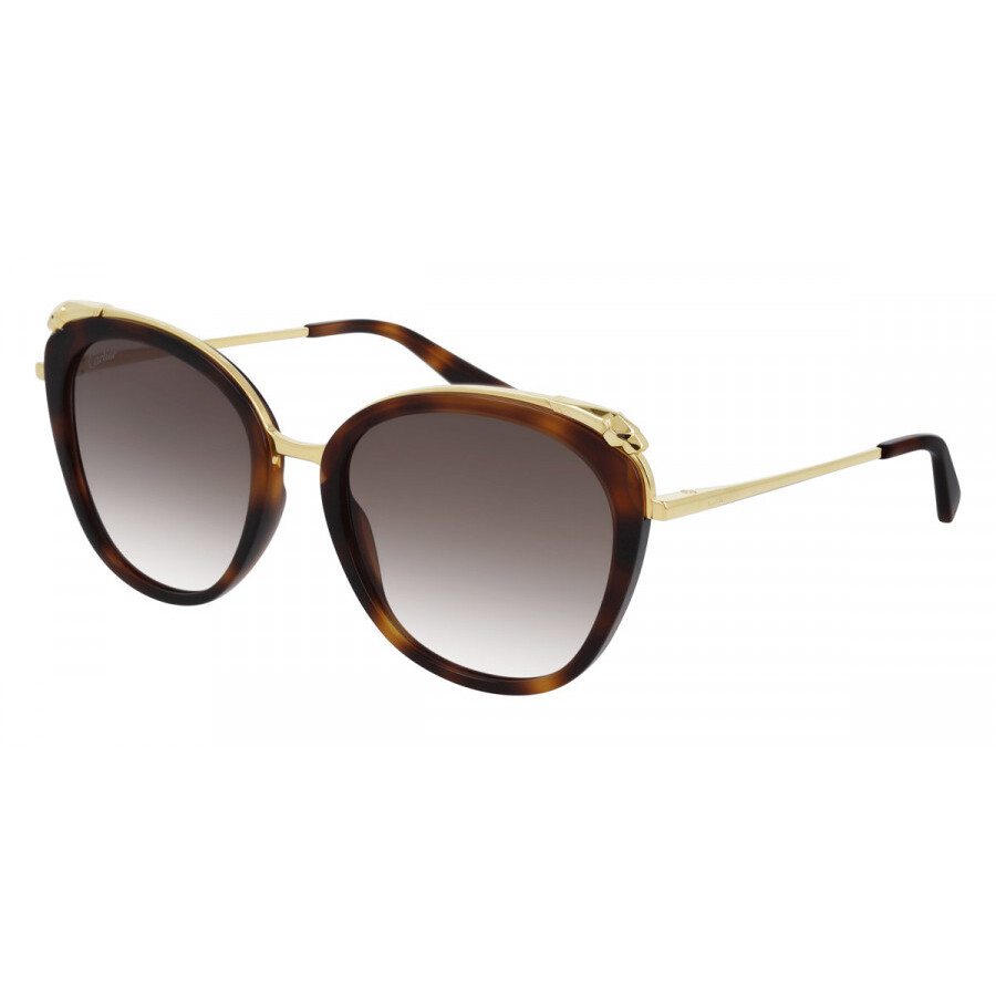 Cartier Panthere De  Brown Gradient Mirror Cat Eye Ladies Sunglasses Ct0150s 002 55