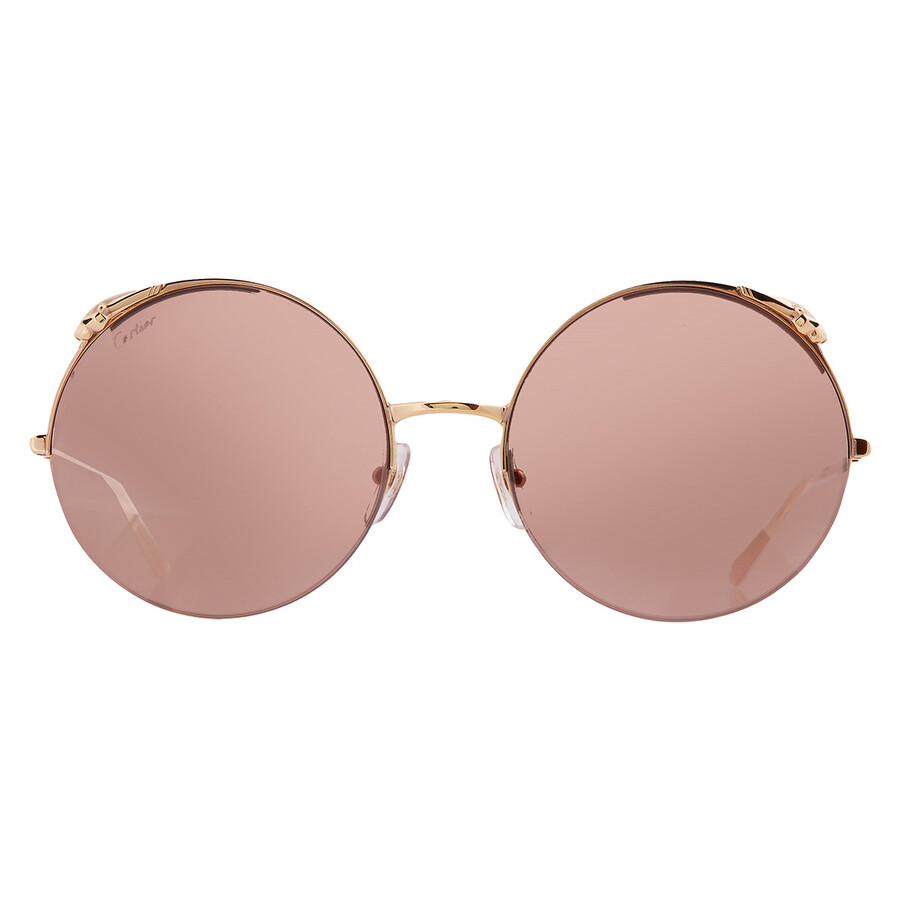 Cartier Panthere De Gold Round Ladies Sunglasses Ct0149s 003 60 In Brown