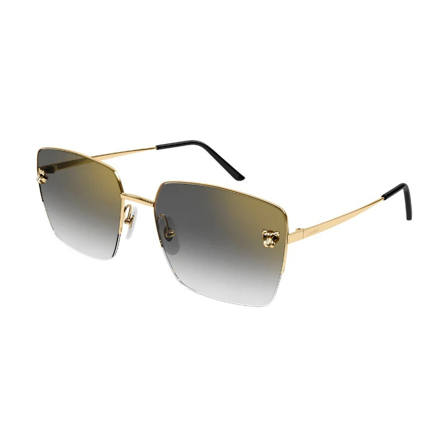 Cartier Panthere De Grey Gradient Rectangular Ladies Sunglasses Ct0333s 001 59