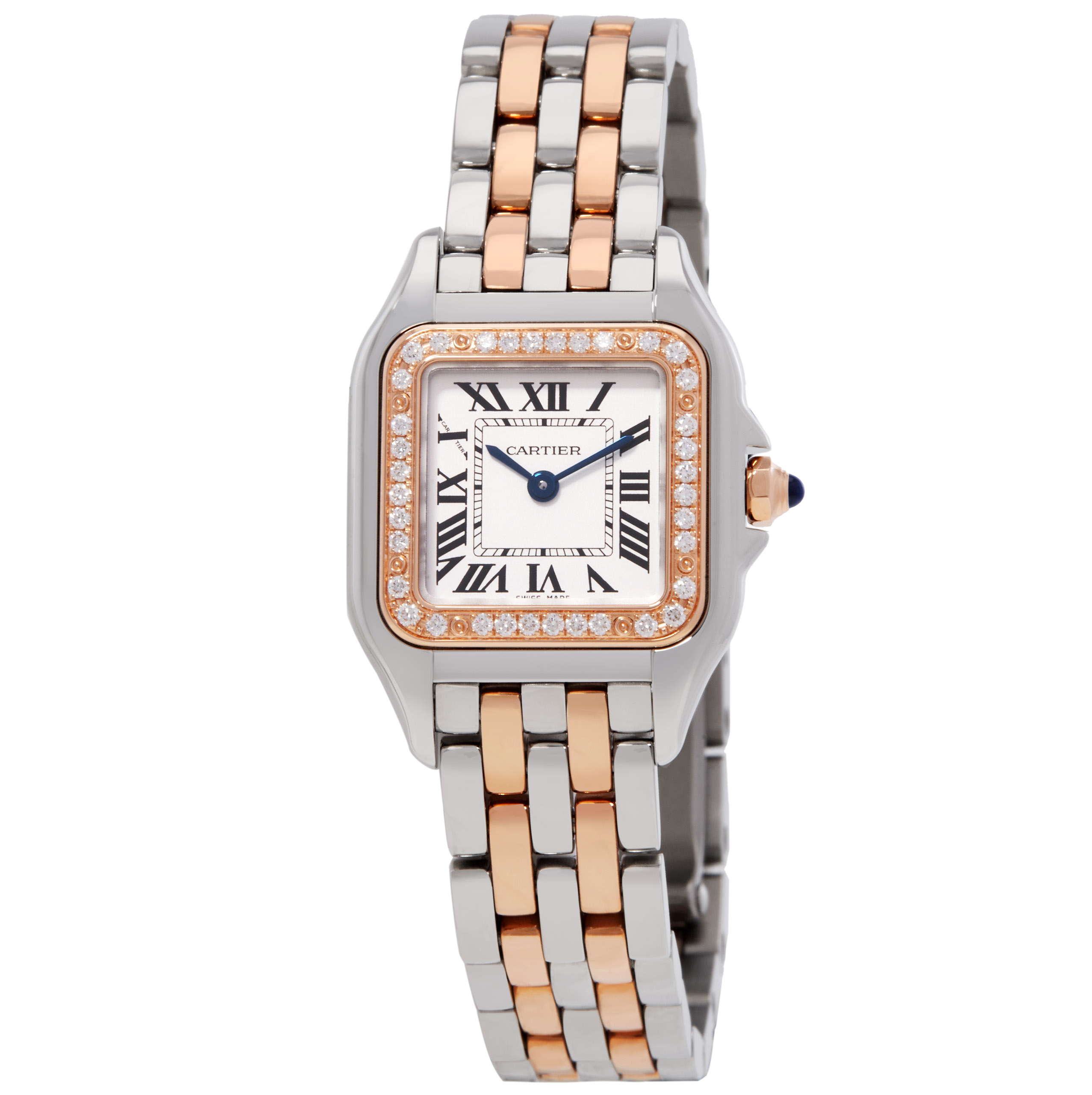 Panthere De Quartz Diamond Silver Dial Ladies Watch