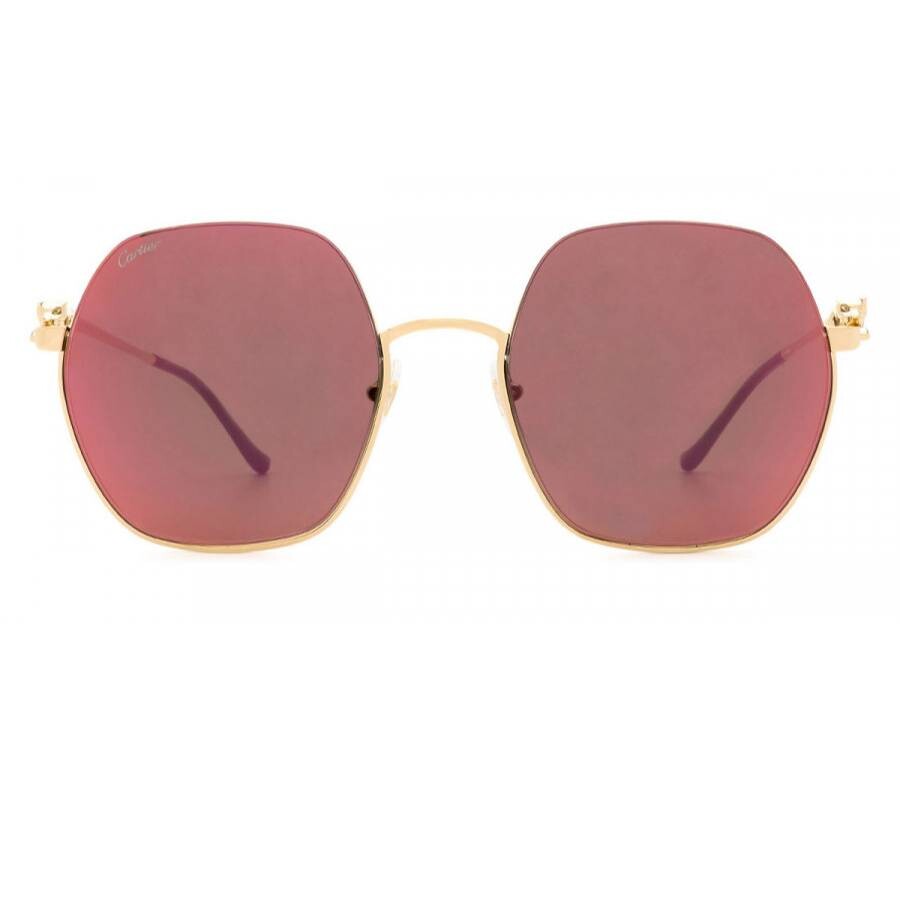 Cartier Panthere De  Red Geometric Ladies Sunglasses Ct0267s 003 58 In Yellow