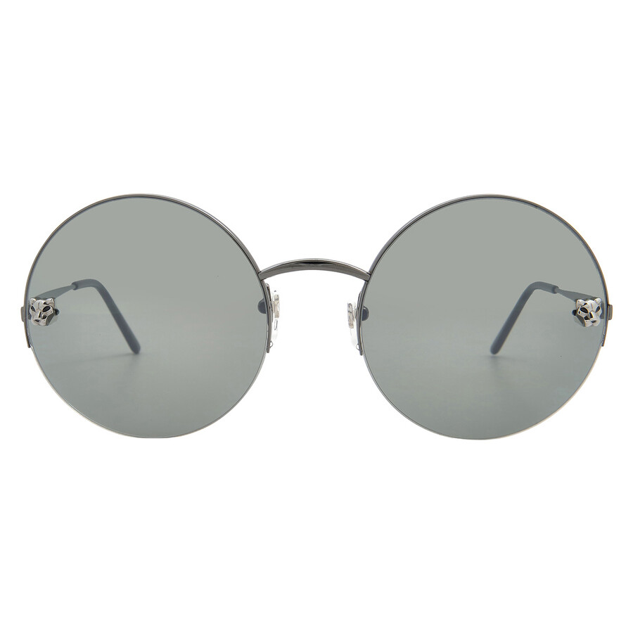 Cartier Panthere De Silver Round Ladies Sunglasses Ct0022s 001 58 In Black