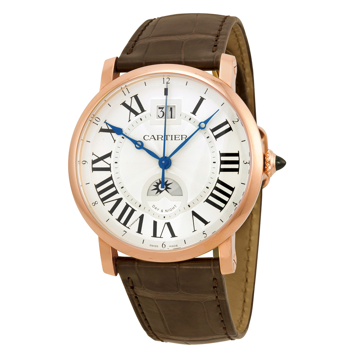 Cartier Rotonde de Cartier Large Date Second Time-Zone Automatic 18 kt Rose Gold Men's Watch W1556220