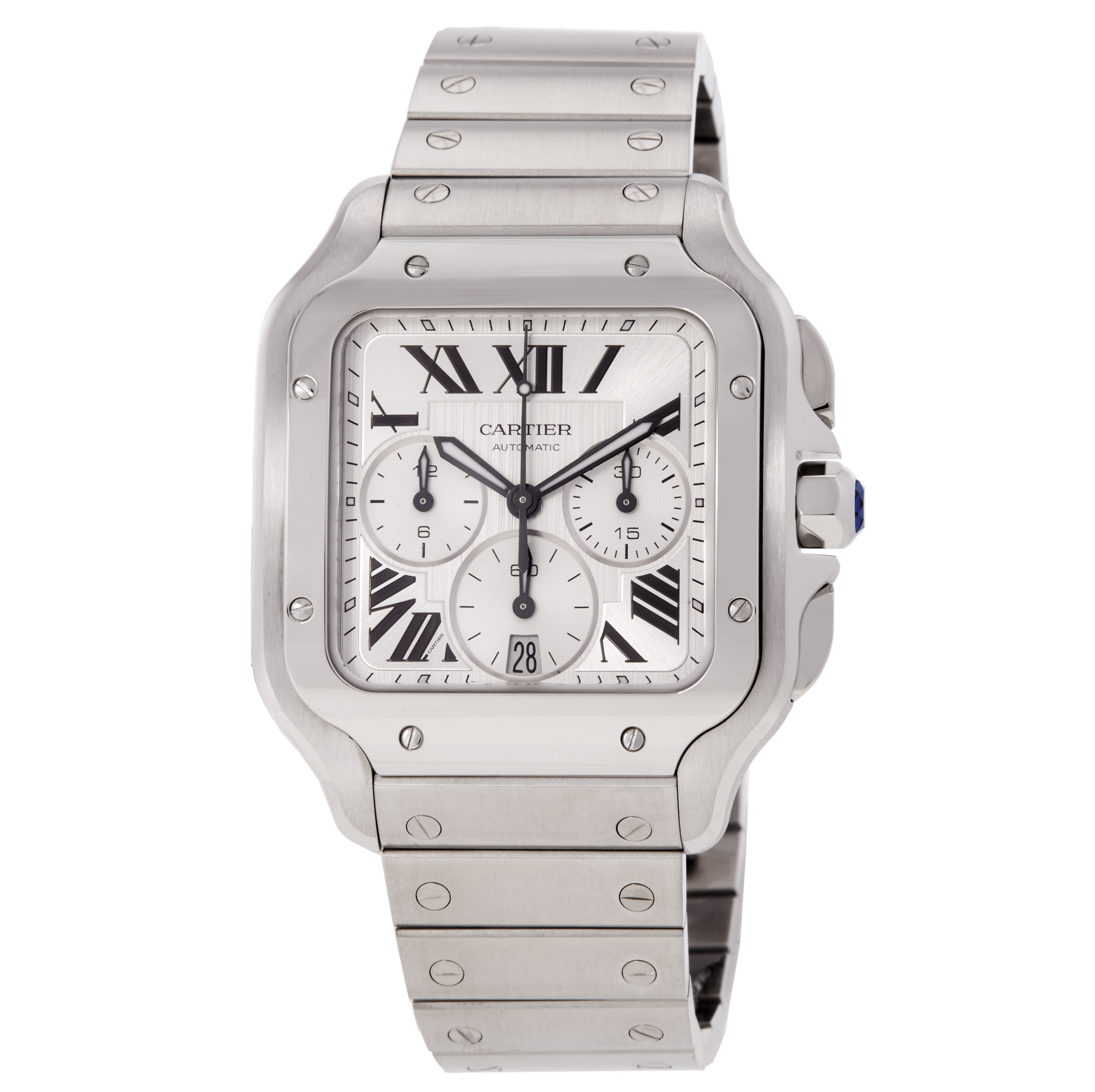 Cartier Santos Chronograph Automatic Silver Dial Men's Watch WSSA0083