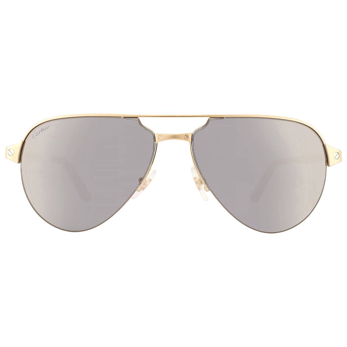 Cartier Santos de Cartier Grey Gold Mirror Pilot Men's Sunglasses