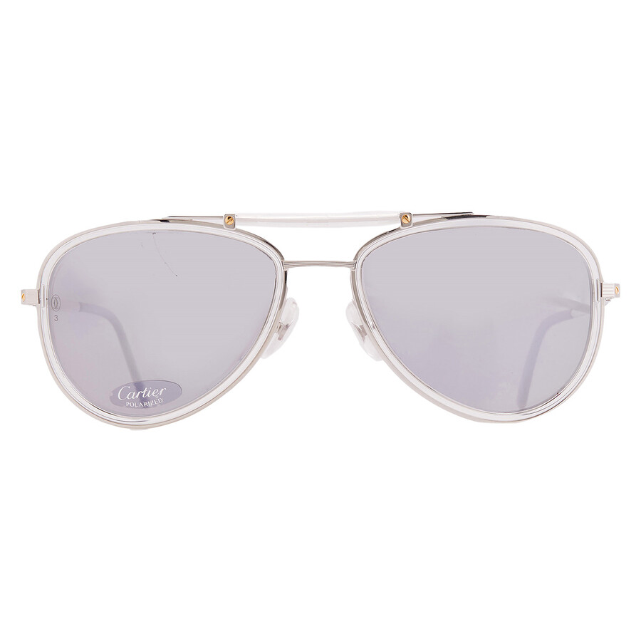 Cartier Santos De Grey Pilot Unisex Sunglasses Ct0078s 002 58 In Gray
