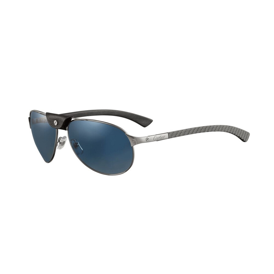 Cartier Santos De Polarized Blue Pilot Unisex Sunglasses Ct0088s 002 61