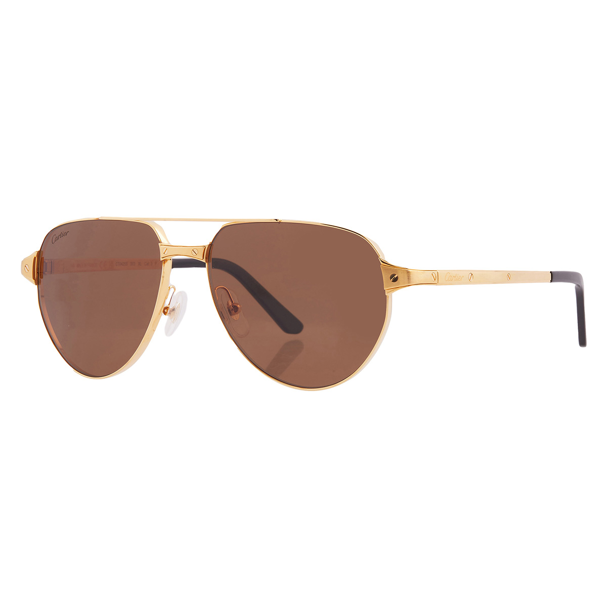 Cartier Santos de Cartier Polarized Brown Pilot Men's Sunglasses