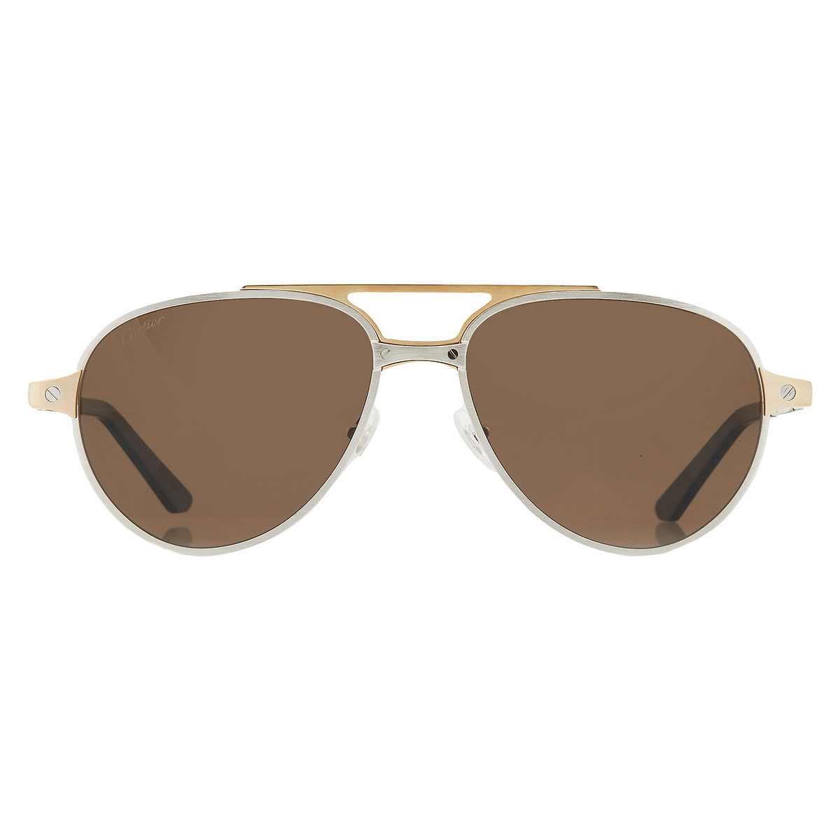 Cartier Santos de Cartier Polarized Brown Pilot Men's Sunglasses