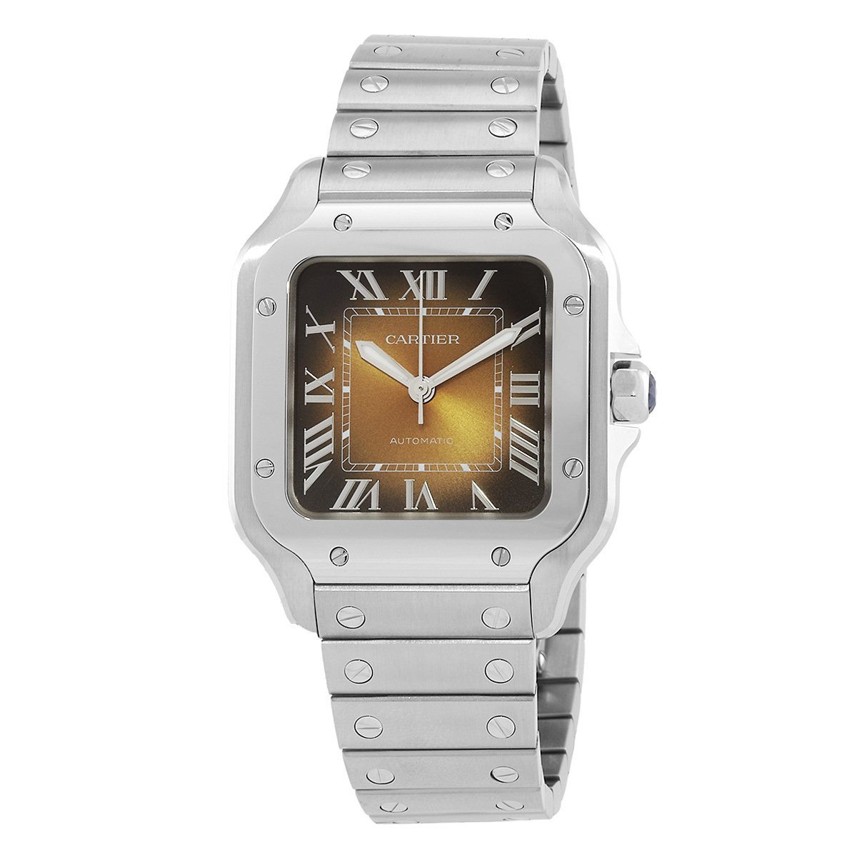 Cartier Santos Medium Model Automatic Brown Dial Watch WSSA0065