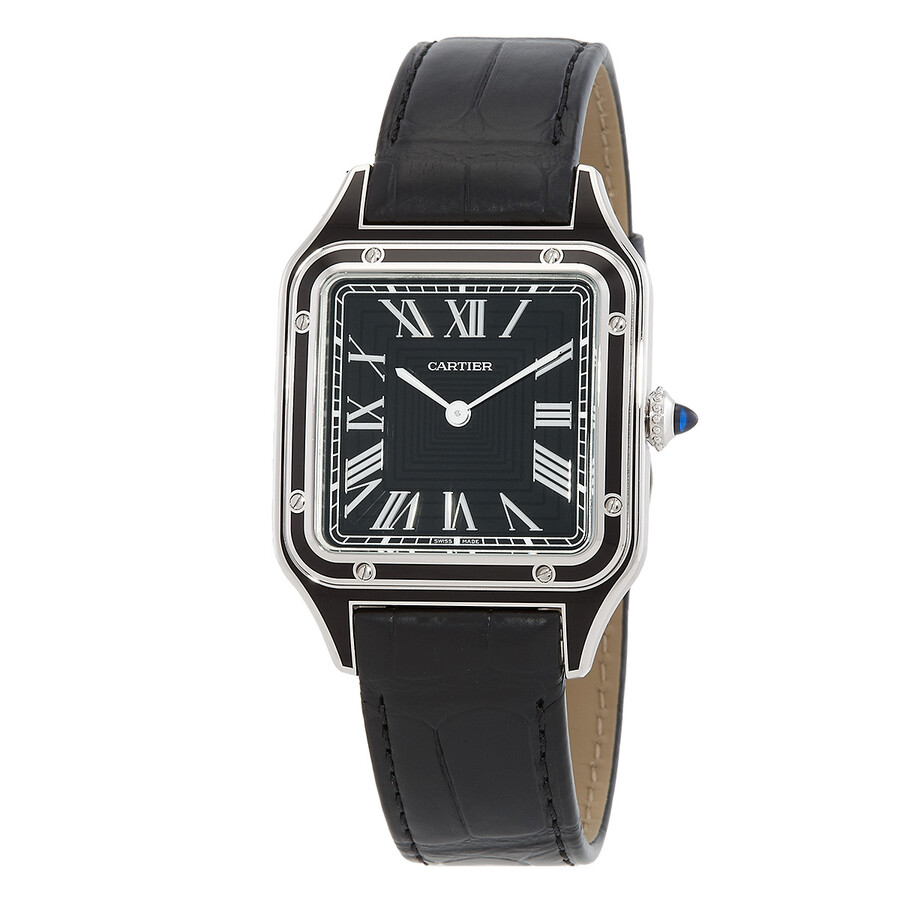 Cartier Santos-Dumont Lacquer Large Model Hand Wind Black Dial