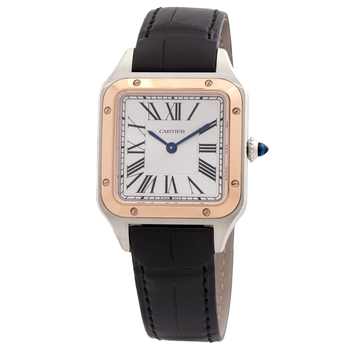 Santos-Dumont Quartz Satin-brushed Silver Dial Unisex Watch