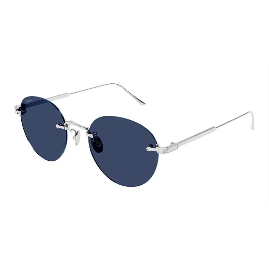 Cartier Signature C De  Blue Round Unisex Sunglasses Ct0393s 001 52