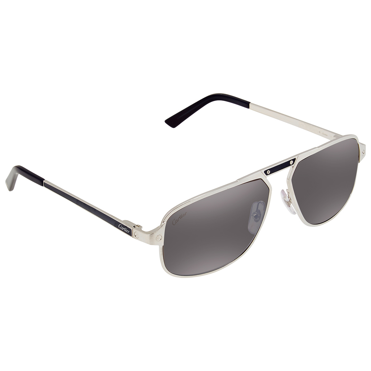 Cartier Silver Rectangular Men's Sunglasses CT0102S-004 CT0102S-004  843023106874 - Sunglasses, Cartier - Jomashop