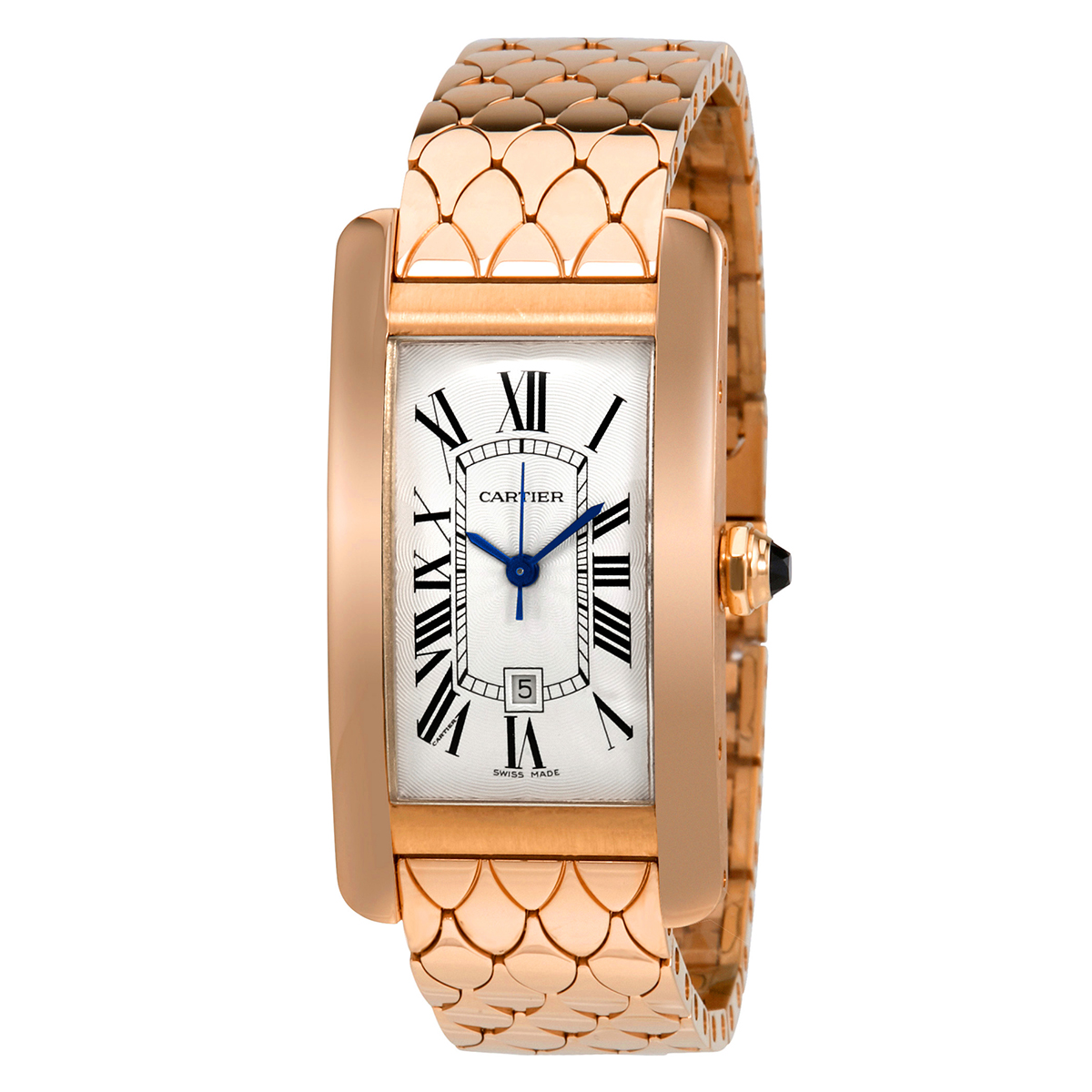 Cartier Tank Americaine 18kt Pink Gold Silvered Flinque Dial Ladies Watch W2620032