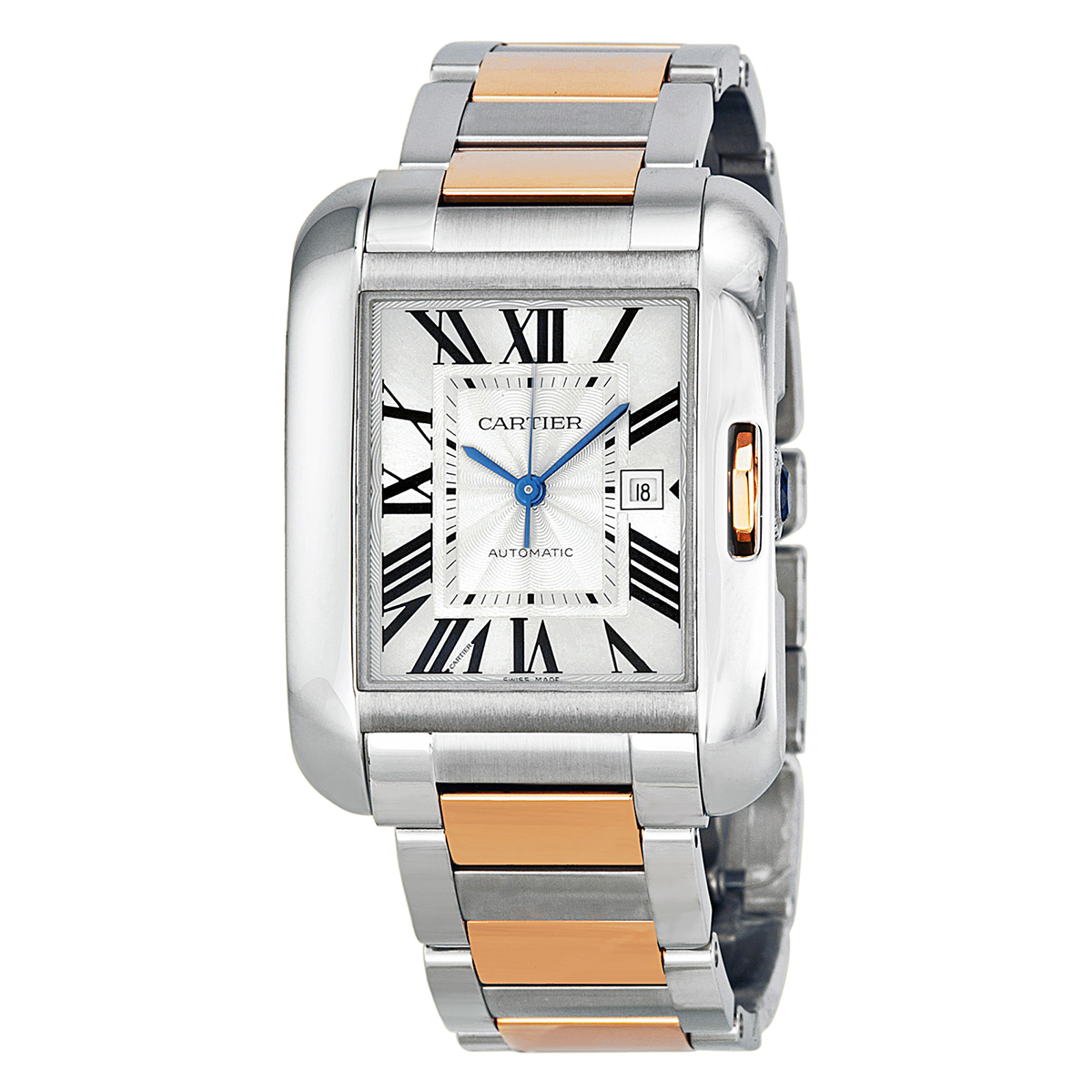 Tank Anglaise Large Automatic Rose Gold and Steel Ladies Watch