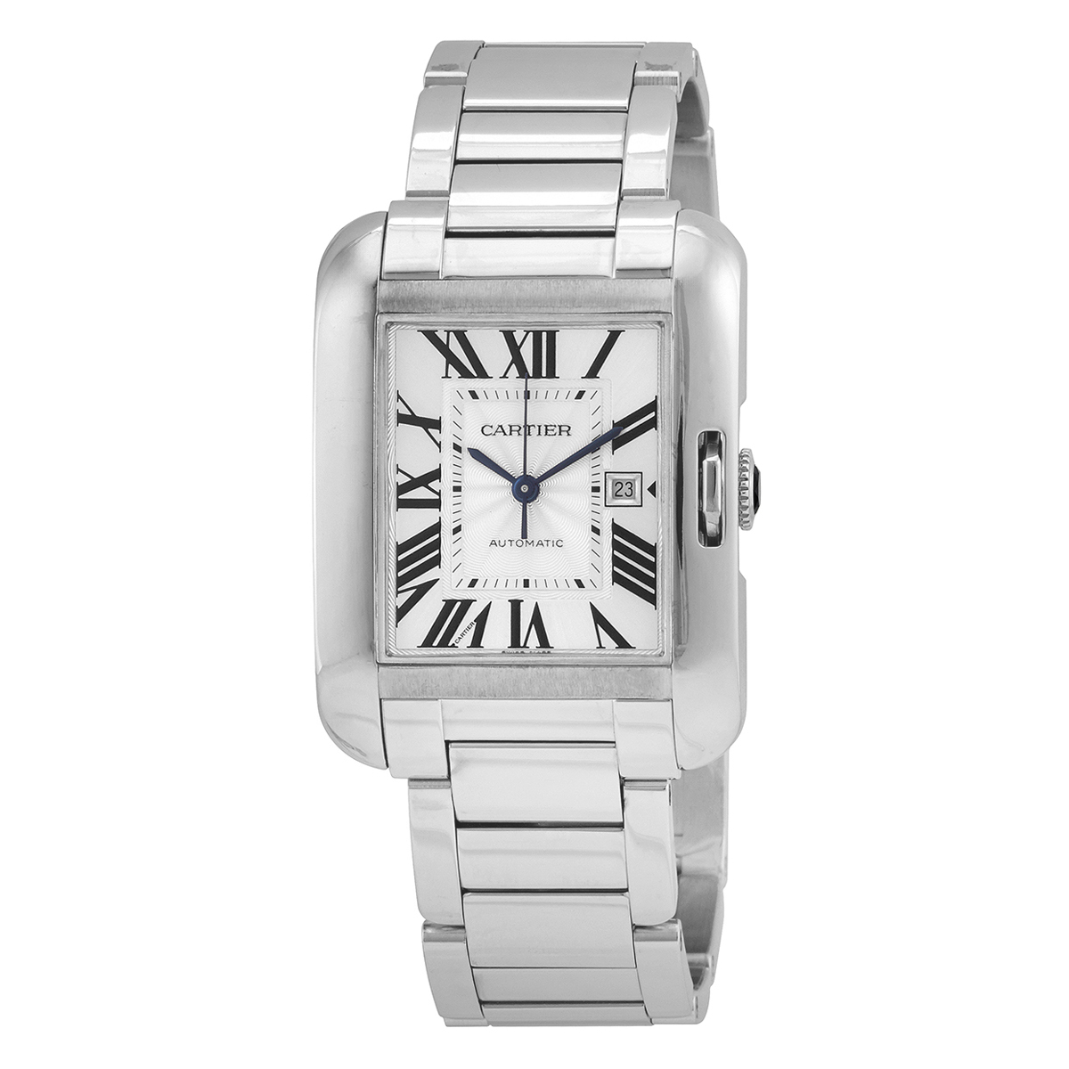 Cartier Tank Anglaise Silver Dial 18kt White Gold Ladies Watch W5310024