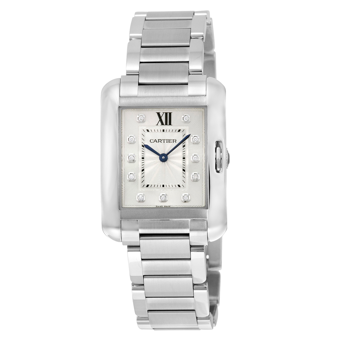 Cartier Tank Anglaise Silver Dial Diamond Ladies Watch W4TA0004