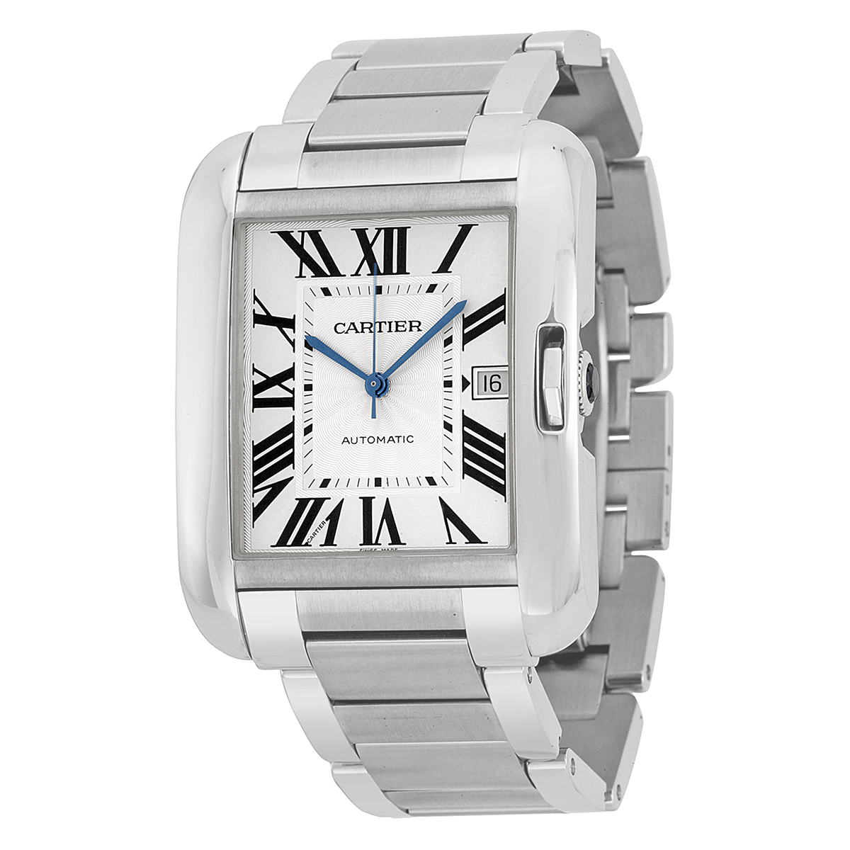 Cartier Tank Anglaise Silver Dial Stainless Steel Men's Watch W5310008