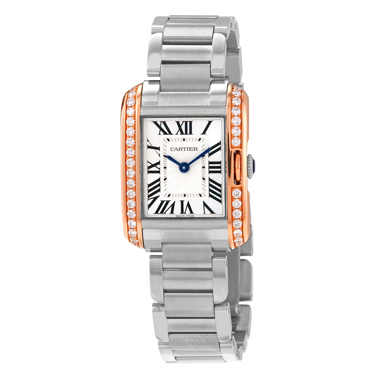 Cartier Tank Anglaise Silver Dial Two-tone Stainless Steel Ladies Watch W3TA0002