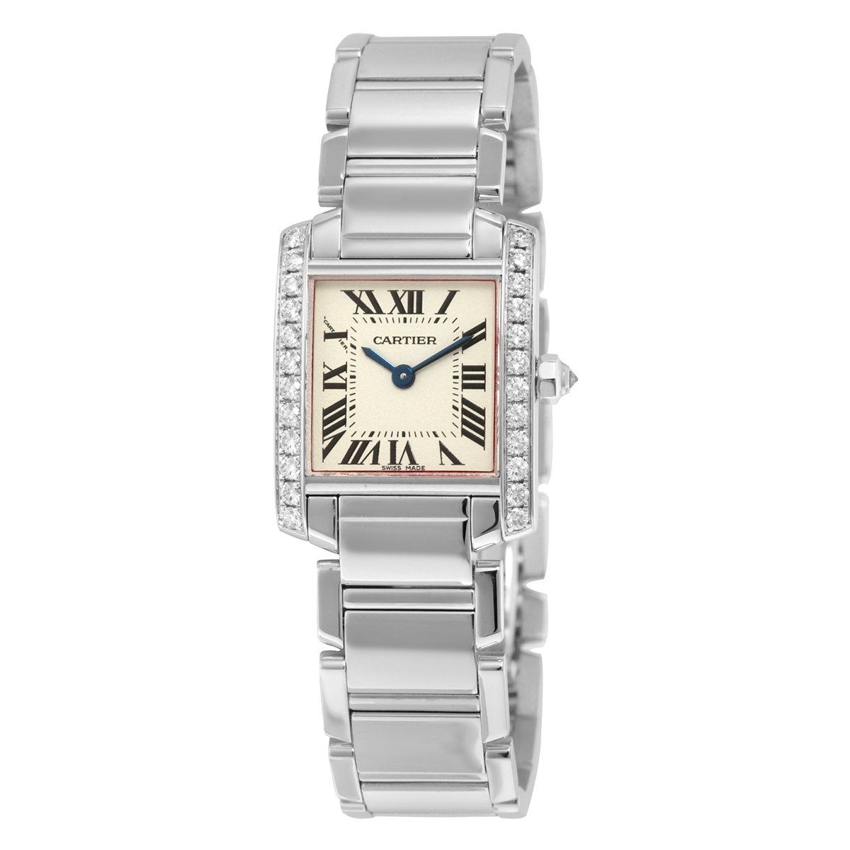 カルティエ Cartier タンクフランセーズSM WE1002S3 レディース 腕時計 ダイヤベゼル K18WG クォーツ Tank Francaise SM VLP 90189443 Cartier Tank Francaise 18kt White Gold Diamond Ladies Watch