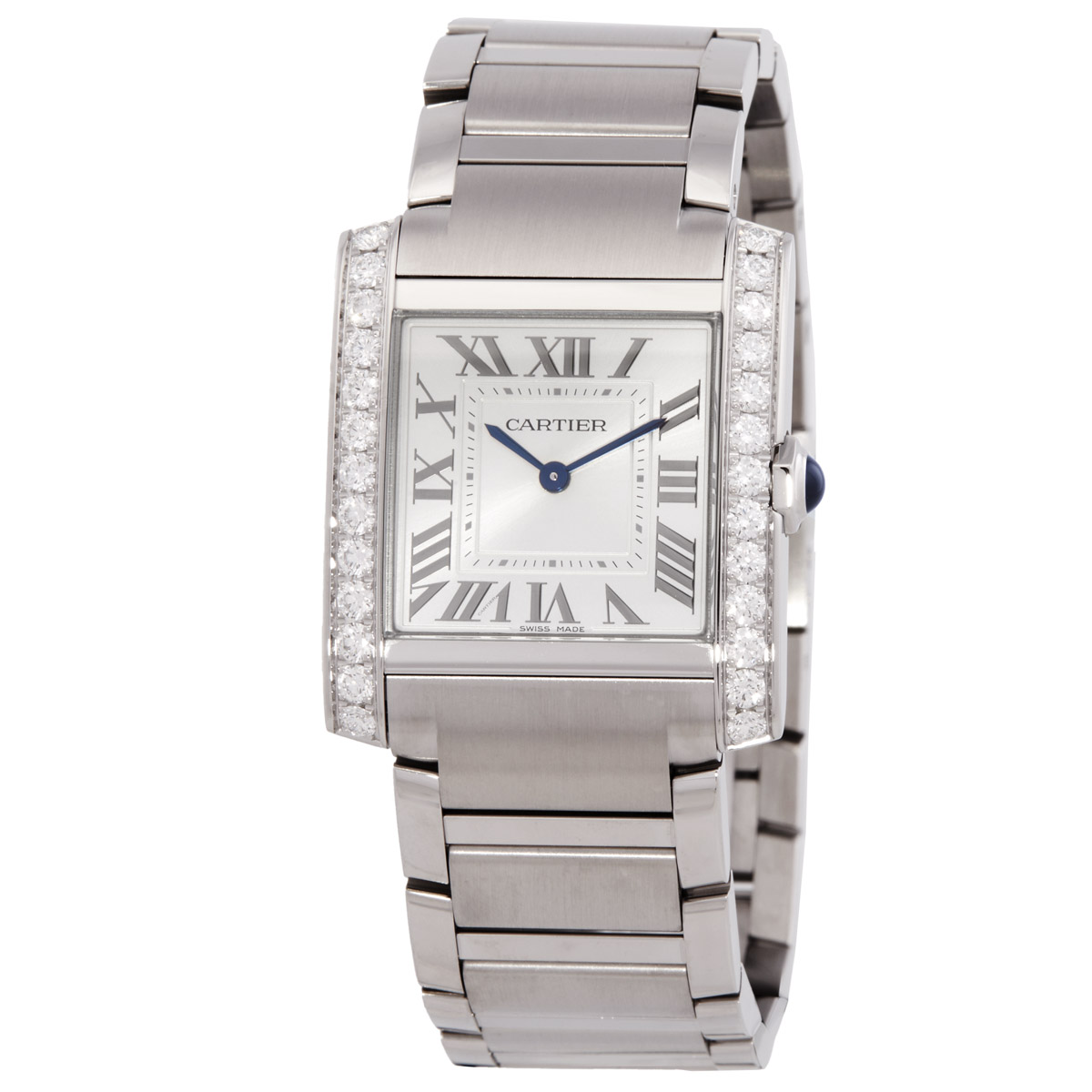 Tank Francaise Medium Model Diamond Silver Dial Ladies Watch