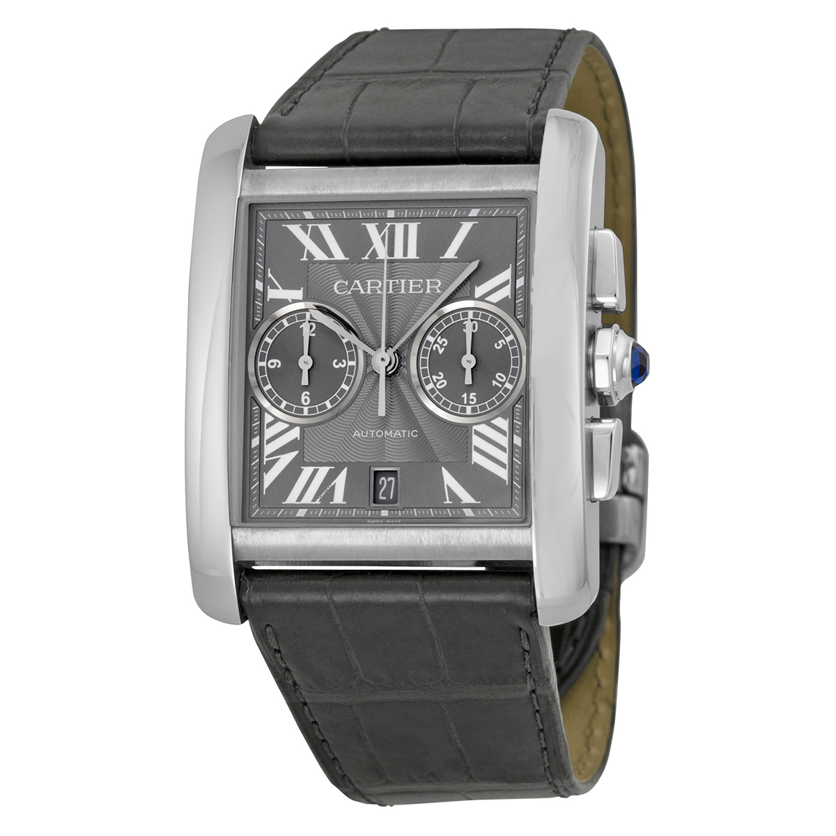 Cartier Tank MC Chronograph Grey Dial Grey Leather Men's Watch W5330008