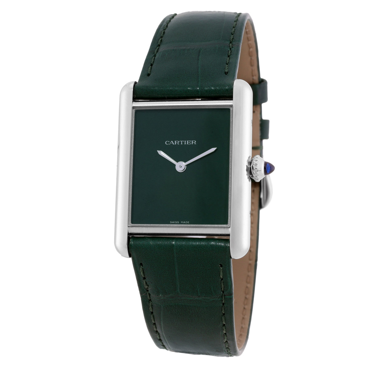 Cartier Tank Must Large Model Quartz Green Dial Watch WSTA0115