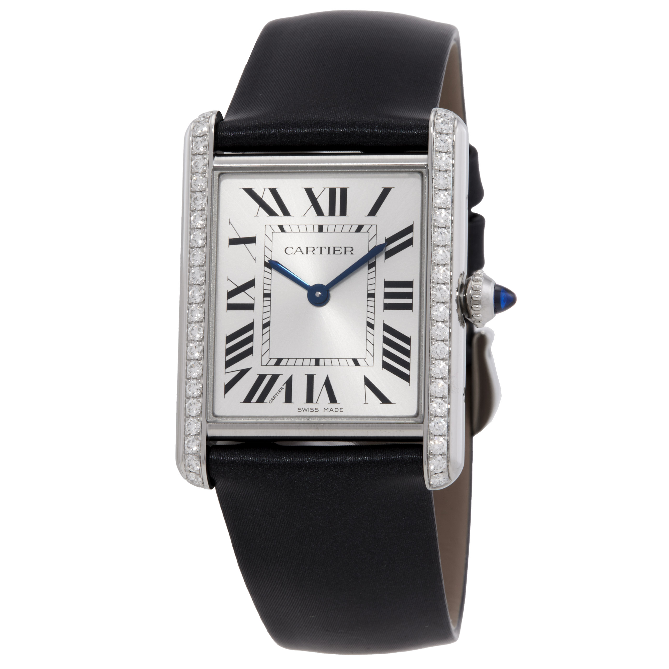Tank Quartz Diamond Silver Dial Ladies Watch