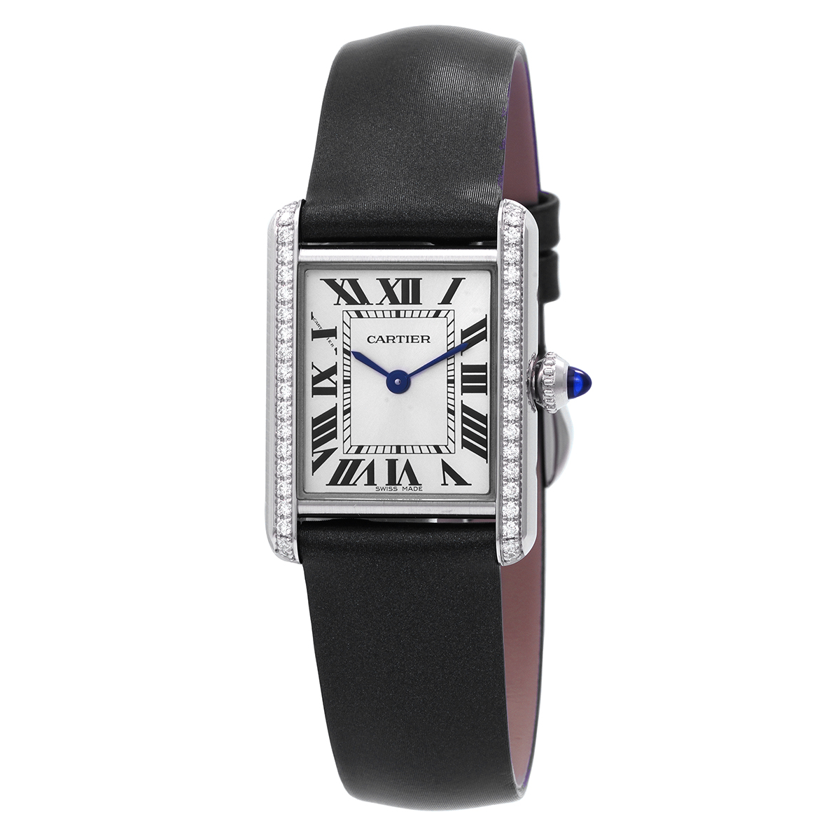Tank Quartz Small Model Diamond Silver Dial Ladies Watch