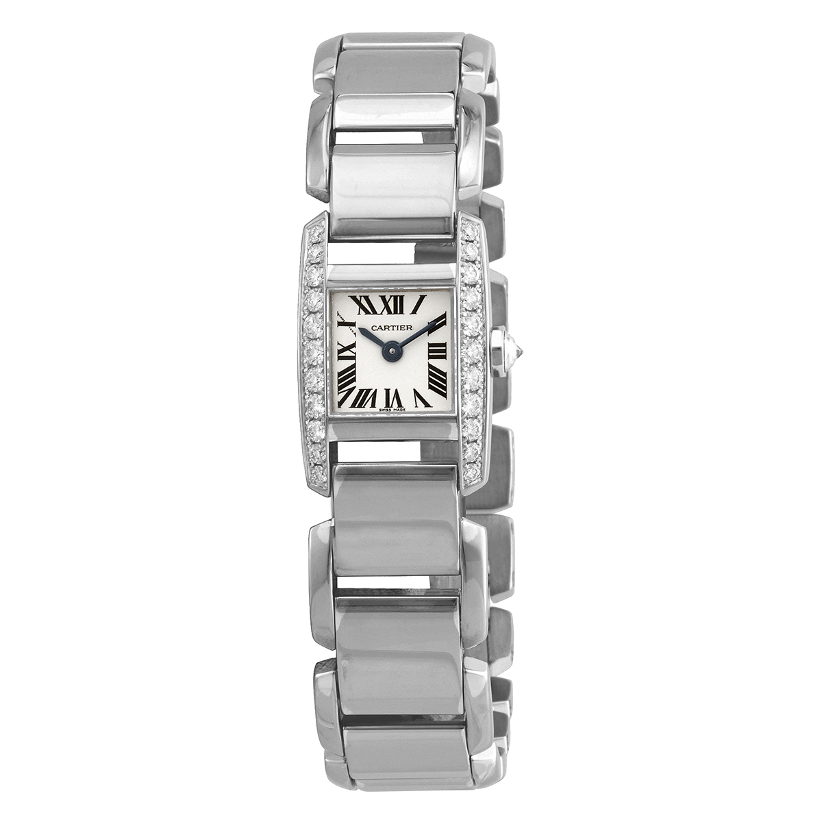 Cartier Tankissime Silver Dial 18K White Gold Diamond Ladies Watch WE70069H