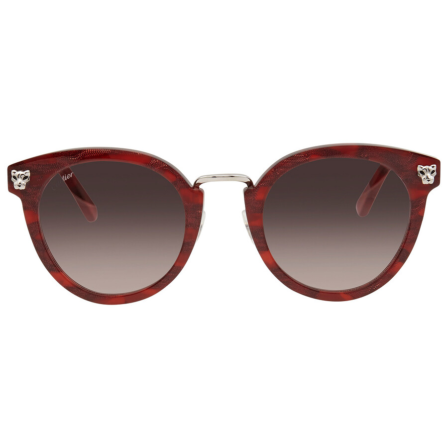Cartier Panthere De  Violet Gradient Round Ladies Sunglasses Ct0142s 003 51 In Purple