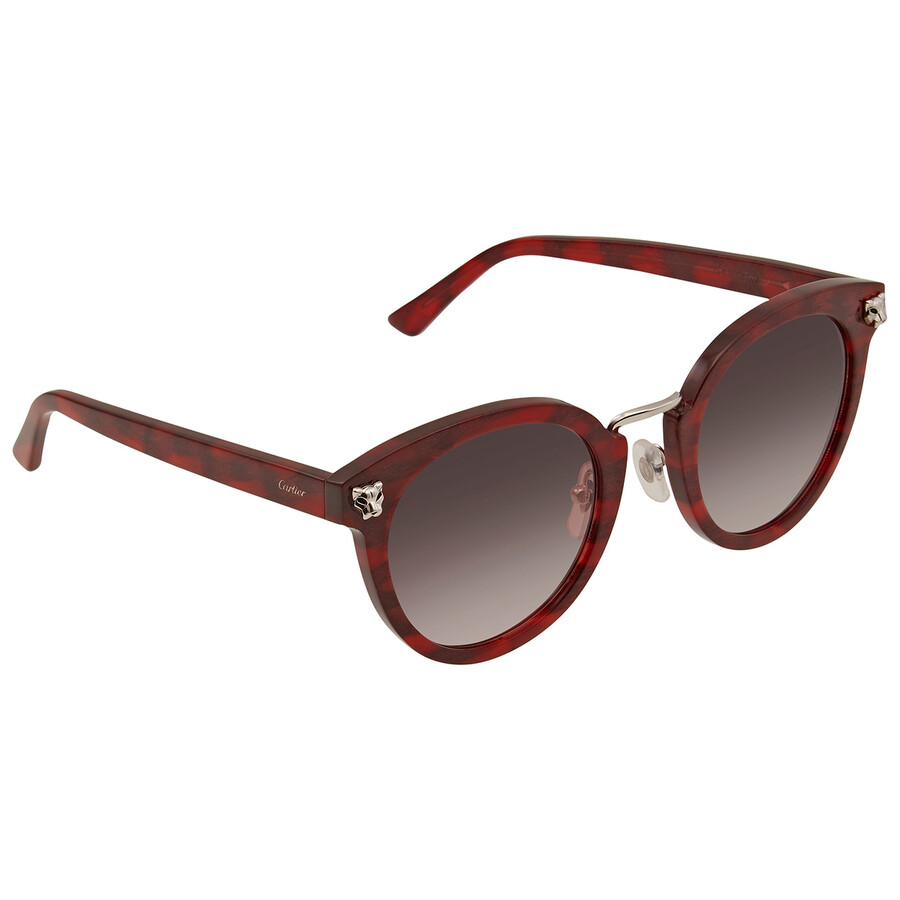 Cartier Panthere De  Violet Gradient Round Ladies Sunglasses Ct0142s 003 51 In Purple