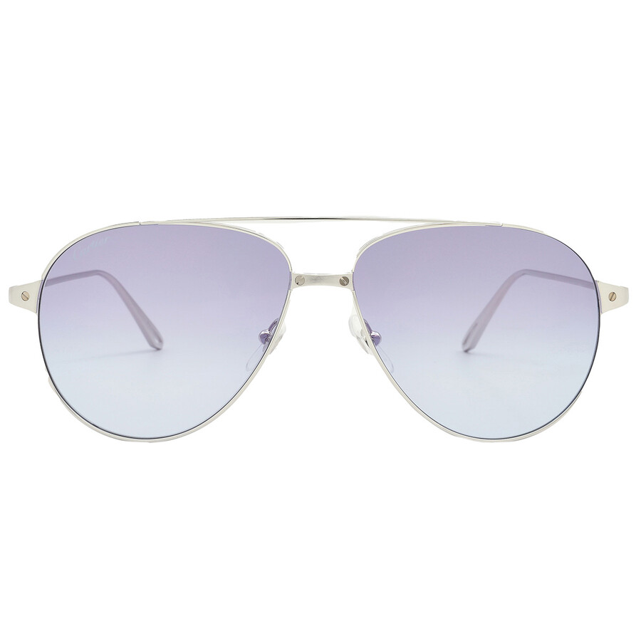 Cartier Violet Multi Treatment Pilot Ladies Sunglasses Ct0298s 005 57 In Silver Tone