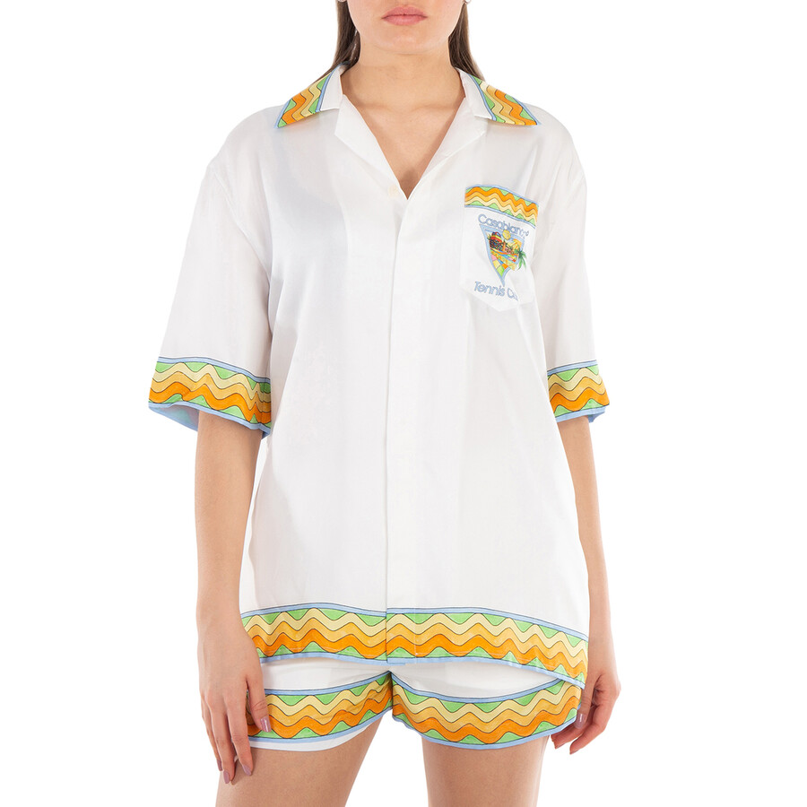 Afro Cubism Tennis Silk Shirt, Size X-Small