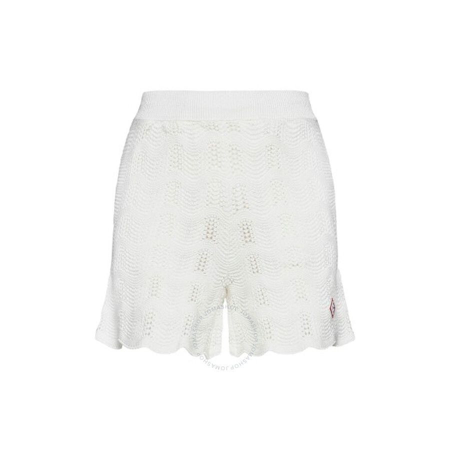 Casablanca Crochet Wave Cotton Shorts In White