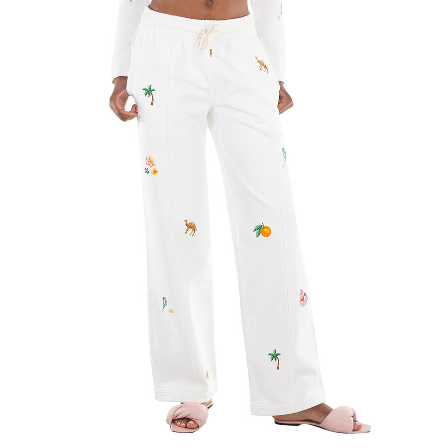Engraved-Logo Drawstring Cotton Track Pants, Size Small