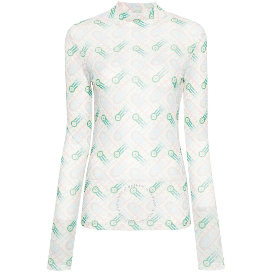 Casablanca Printed Mesh Top Pastel Ping Pong Monogram