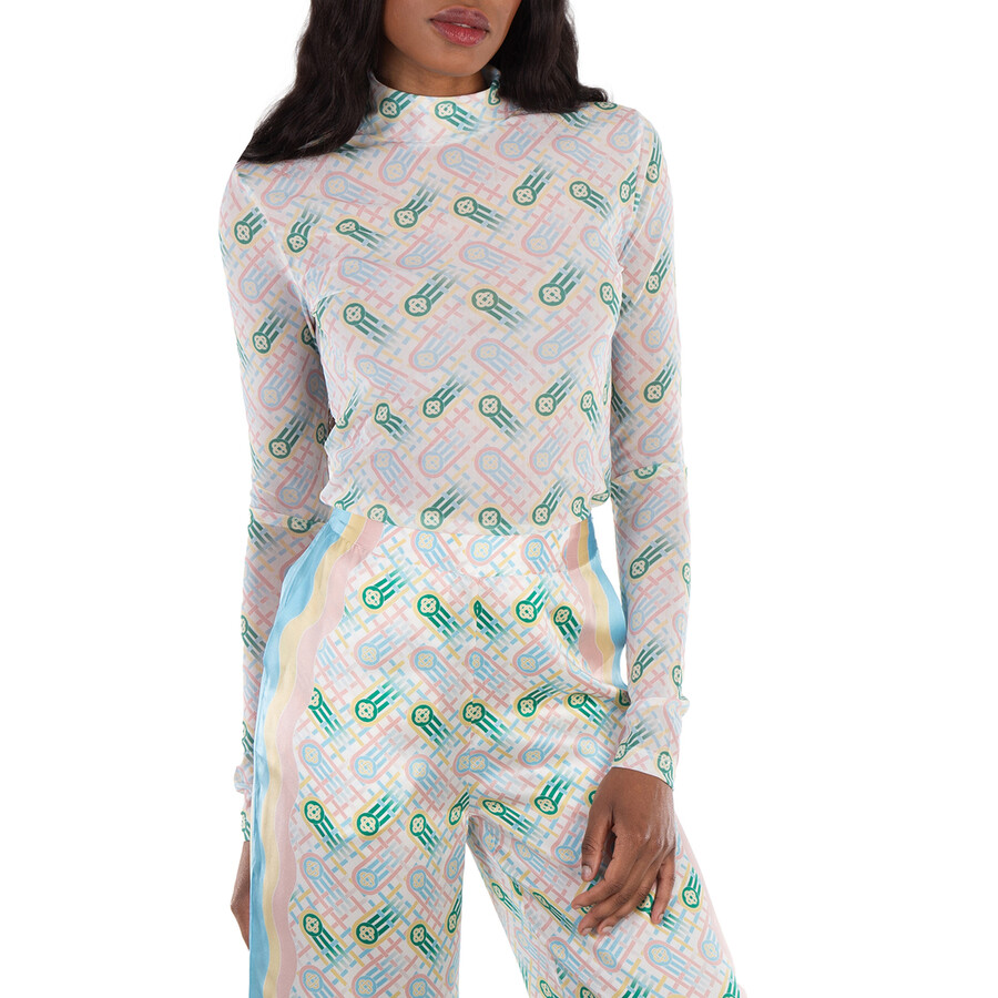 Ladies Multicolor Ping Pong Monogram Print Top
