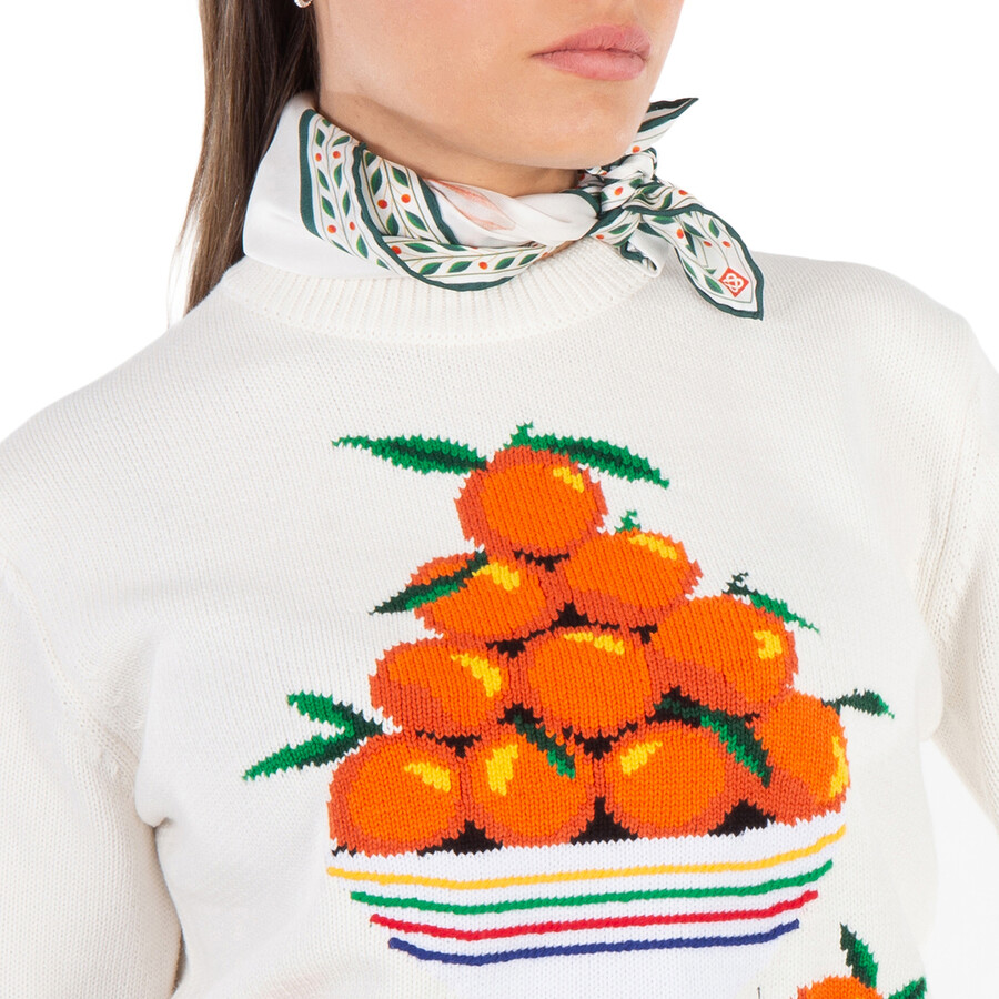 Ladies Orange Silk Scarf In Fleur