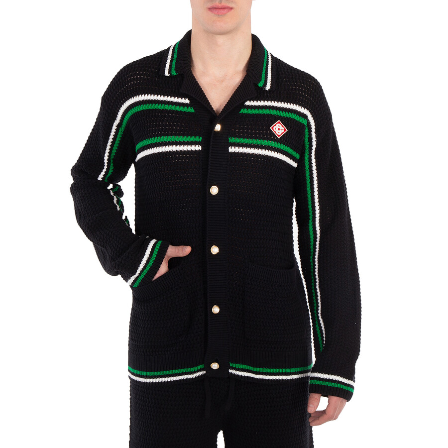 Men's Black Crochet Tennis Shacket