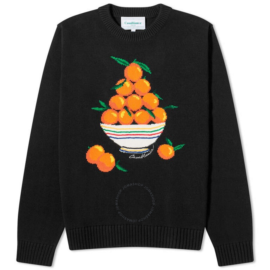 Casablanca Pyramide D'oranges Intarsia-knit Cotton Jumper In Black