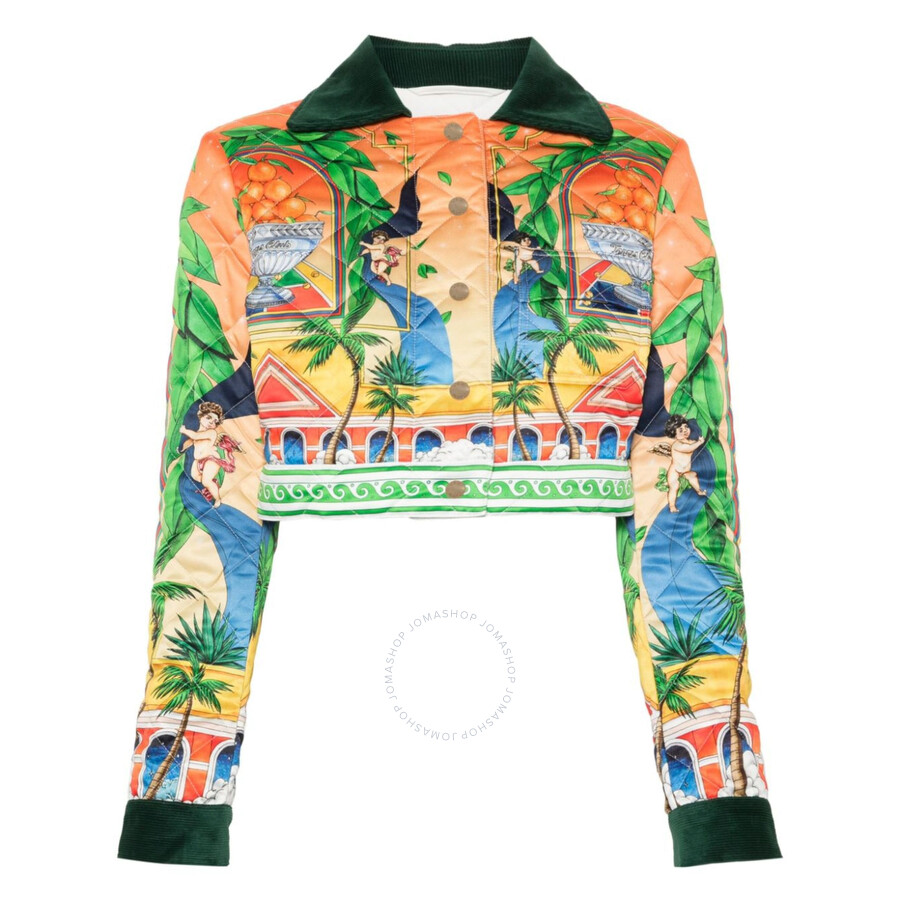 Casablanca Corduroy-collar Quilted Crop Jacket